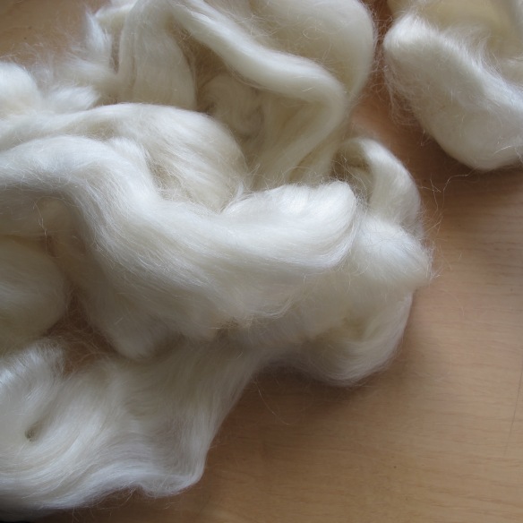 South African fiber and Italian know-how create this lustrous river of combed and carded fiber ready for spinning.