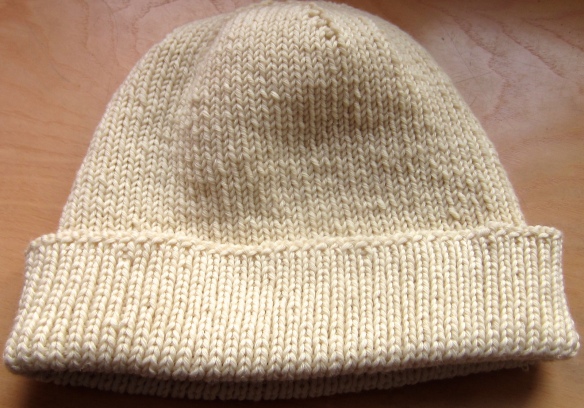 Purl Soho's fabulous 'boyfriend hat' pattern made up in creamy, soft Merino d'Arles